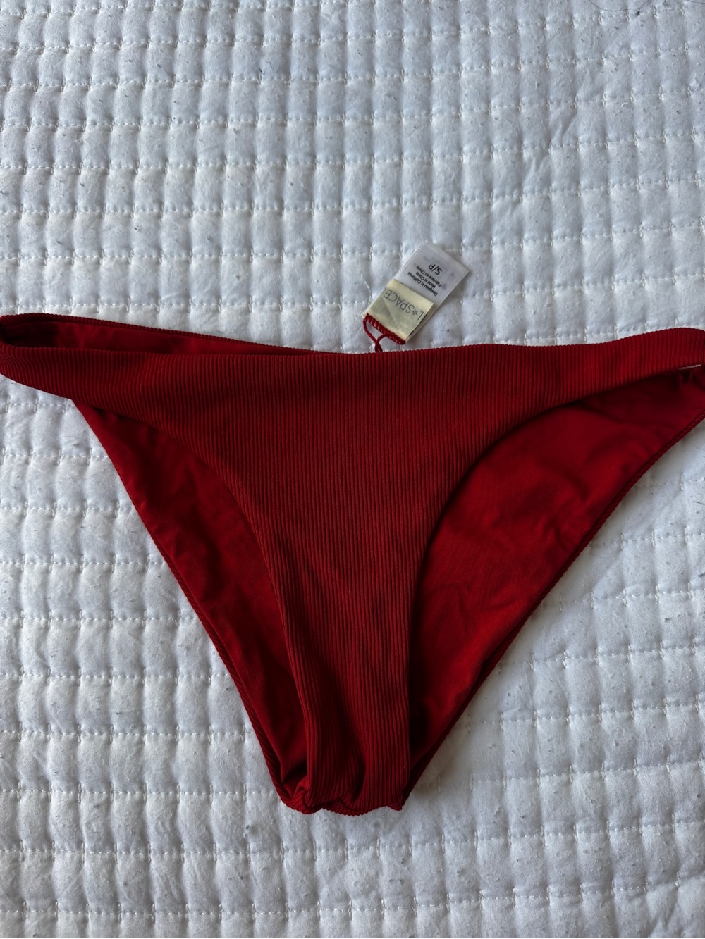 l*space Red Ribbed Bikini Bottom
